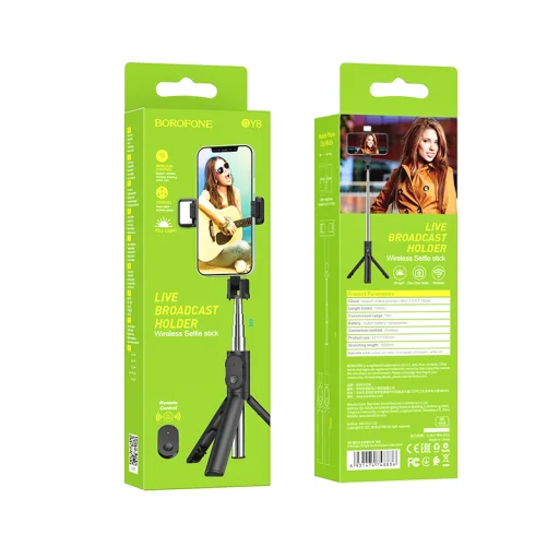 Borofone Magic Fill Light BY8 Selfie bot és tripod bluetooth távirányítóval fekete - 8