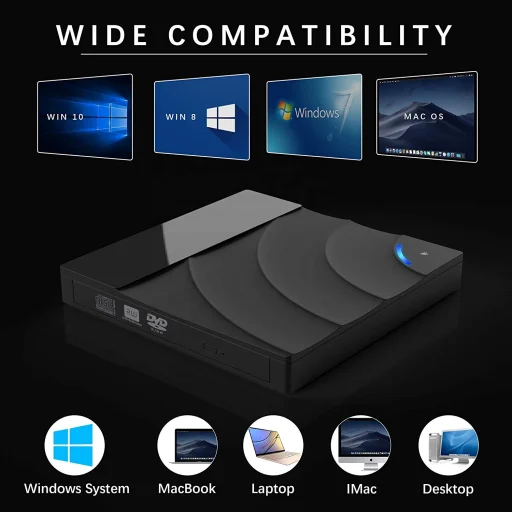 RayCue hordozható külső CD/DVD író/olvasó USB 3.0, Type-C/USB-A csatlakozóval - 7