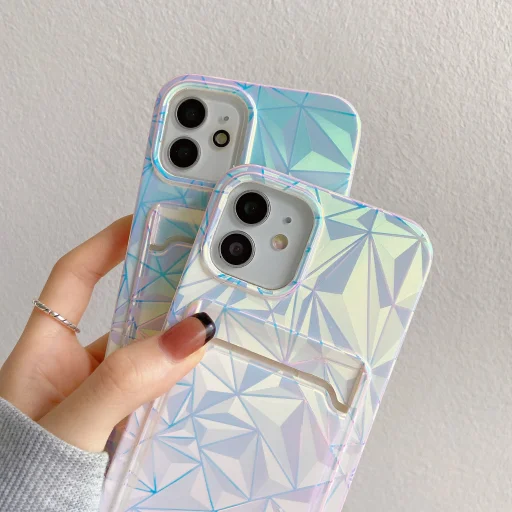 iPhone 13 Pro TPU tok színjátszó gyémánt mintával, kártyatartóval Alphajack - 4