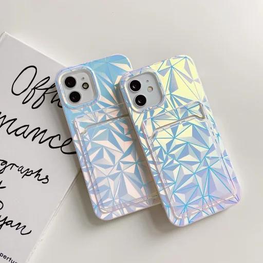 iPhone 13 Pro TPU tok színjátszó gyémánt mintával, kártyatartóval Alphajack - 7