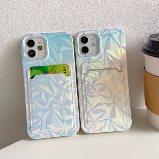 iPhone 13 Pro TPU tok színjátszó gyémánt mintával, kártyatartóval Alphajack - 5