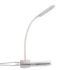 Vezetékes asztali LED lámpa flexibilis fejjel és vezeték nélküli Qi telefon töltéssel fehér thumbnail