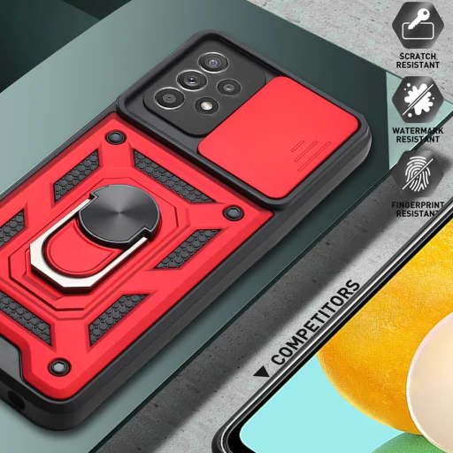 Samsung Galaxy A53 5G Ring Lens tok kameralencse védővel, kihajtható mágneses támasszal kék Alphajack - 6