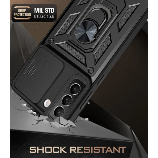 Samsung Galaxy S22 Plus Ring Lens tok kameralencse védővel, kihajtható mágneses támasszal rose gold Alphajack - 2