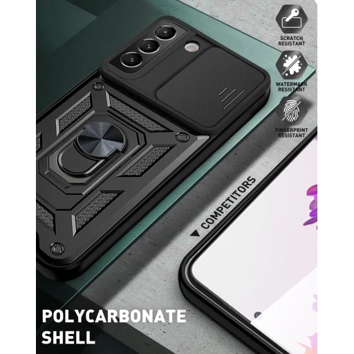 Samsung Galaxy S22 Plus Ring Lens tok kameralencse védővel, kihajtható mágneses támasszal rose gold Alphajack - 8