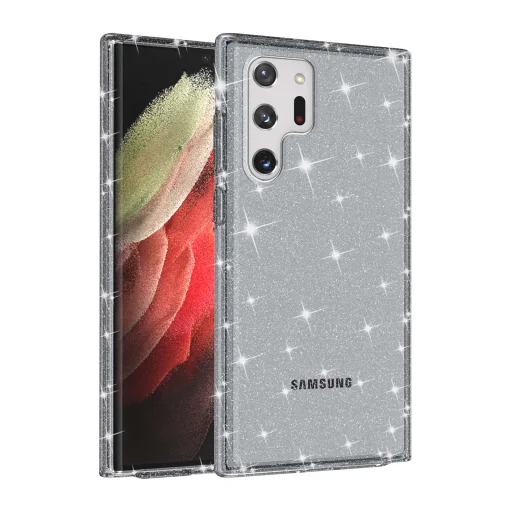 Samsung Galaxy S22 Ultra TPU áttetsző shining tok fekete Alphajack - 12