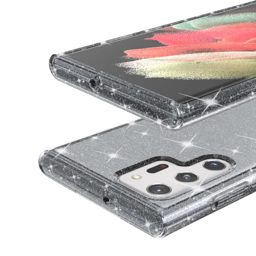 Samsung Galaxy S22 Ultra TPU áttetsző shining tok fekete Alphajack - 7