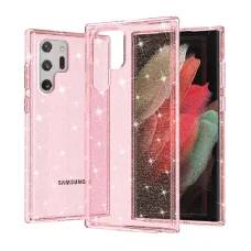 Samsung Galaxy S22 Ultra TPU áttetsző shining tok rose gold Alphajack