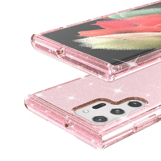 Samsung Galaxy S22 Ultra TPU áttetsző shining tok rose gold Alphajack - 14