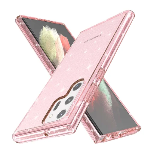 Samsung Galaxy S22 Ultra TPU áttetsző shining tok rose gold Alphajack - 16