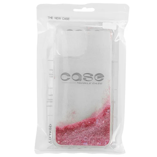 Samsung Galaxy A73 5G Liquid Heart folyékony flitteres tok világos rózsaszín - 4