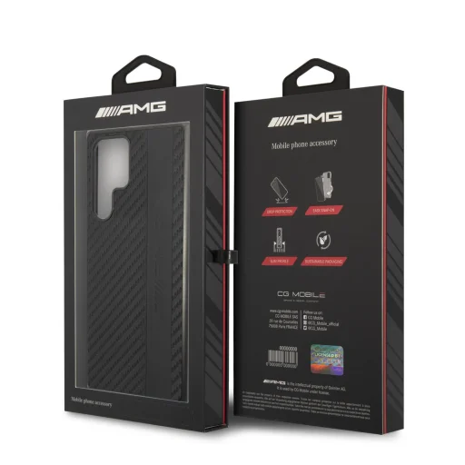Samsung Galaxy S22 Ultra AMG Carbon hatású PU tok fekete (AMHCS22LBLSCA) - 4