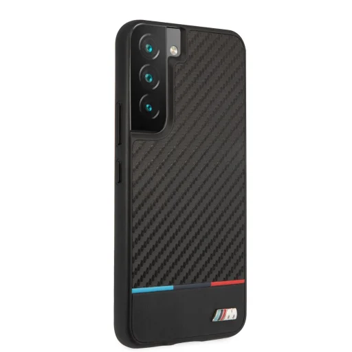 Samsung Galaxy S22 BMW M PC / TPU Tricolor Stripes hatású tok fekete (BMHCS22SPUCARTCBK) - 3
