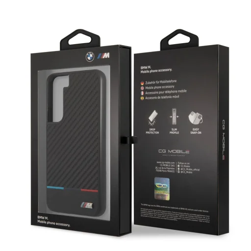 Samsung Galaxy S22 BMW M PC / TPU Tricolor Stripes hatású tok fekete (BMHCS22SPUCARTCBK) - 6