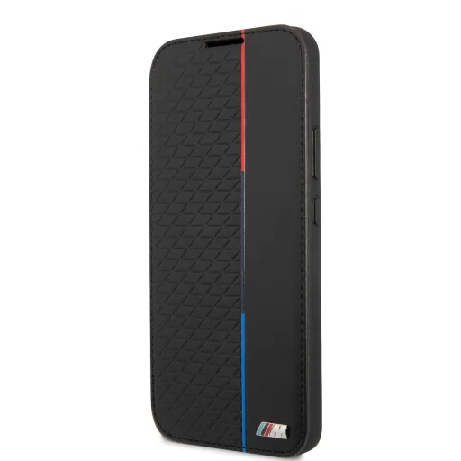 Samsung Galaxy S22+ Plus BMW PU Triangles Tricolor fliptok fekete (BMBKS22MTRTBK) - 1