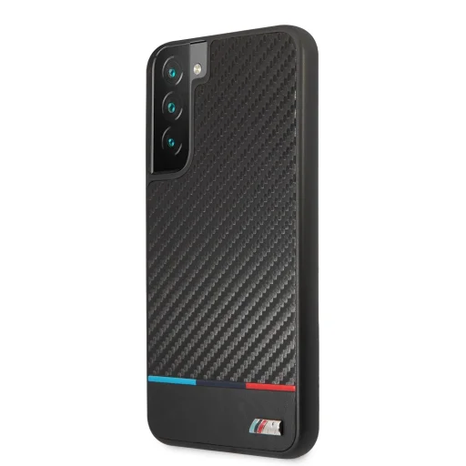 Samsung Galaxy S22+ Plus BMW M PC / TPU Tricolor Stripes hatású tok fekete (BMHCS22MPUCARTCBK) - 1