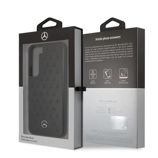 Samsung Galaxy S22+ Plus Mercedes Quilted Valódi bőr tok fekete (MEHCS22MPSQBK) - 2