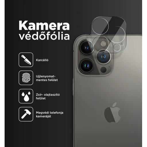 iPhone 14 Pro / 14 Pro Max kamera lencse védő üvegfólia 3D 1db Alphajack - 2