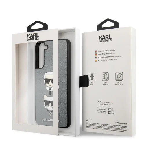 Samsung Galaxy S22+ Plus Karl Lagerfeld Karl Choupette Saffiano tok ezüst (KLHCS22MSAKICKCSL) - 6
