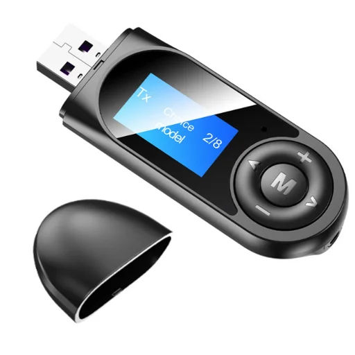 Bluetooth USB-3.5mm audio adapter adó/vevő audio-streaming TV-hez, számítógéphez, autóhoz LCD kijelzővel (T13) - 5