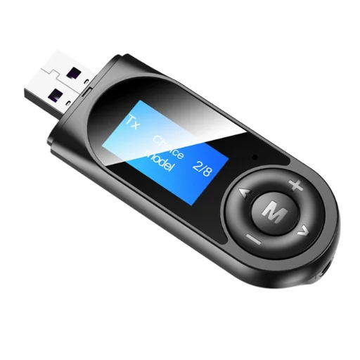 Bluetooth USB-3.5mm audio adapter adó/vevő audio-streaming TV-hez, számítógéphez, autóhoz LCD kijelzővel (T13) - 6