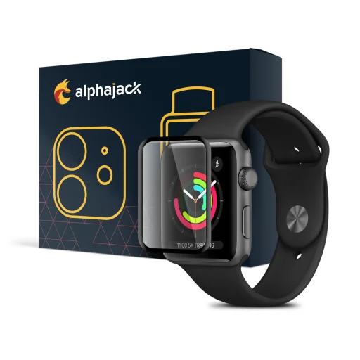 Apple Watch 7 (45mm) 1db Prémum kijelzővédő üvegfólia fekete kerettel Alphajack - 1