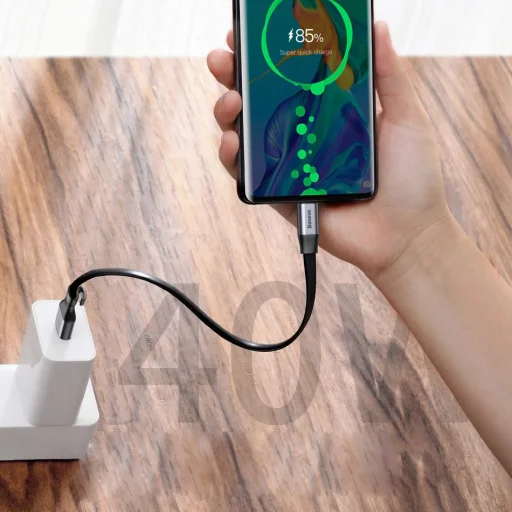 Baseus Simple HW Gyorstöltésre alkalmas adatkábel USB - USB Type-C 5A 40W 23cm arany (CATMBJ-BV3) - 14