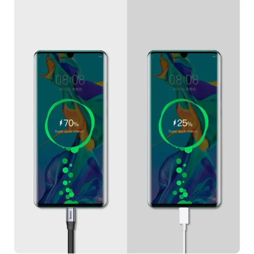 Baseus Simple HW Gyorstöltésre alkalmas adatkábel USB - USB Type-C 5A 40W 23cm arany (CATMBJ-BV3) - 10