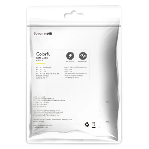 Baseus Colorful USB - Lightning kábel 2.4A 1.2m pink (CALDC-04) - 3