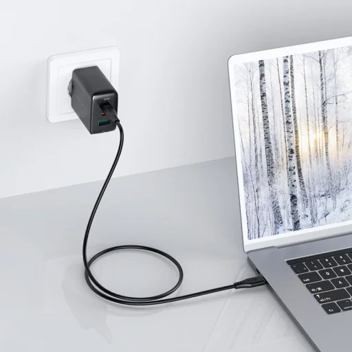 Acefast A13 2 az 1-ben fali töltő 2x USB Type C / USB 65W PD QC 3.0 AFC FCP + töltő kábel fekete - 6