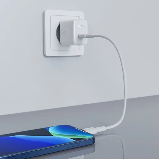 Acefast A21 GaN fali töltő USB Type C 30W PD QC 3.0 AFC FCP fehér - 4