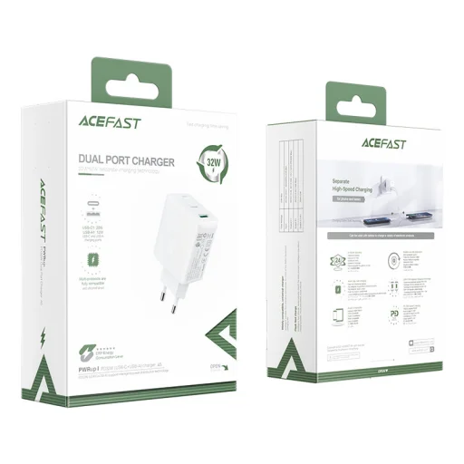 Acefast A5 fali töltő USB Type C / USB 32W PPS PD QC 3.0 AFC FCP fehér - 5