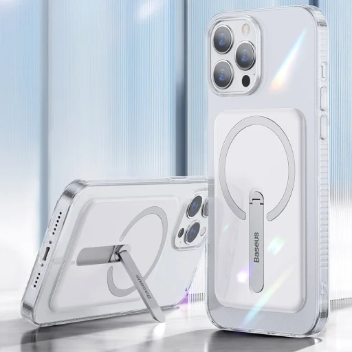 iPhone 13 Baseus Magnetic MagSafe kompatibilis tok támasztékkal átlátszó (ARCX000002) - 11