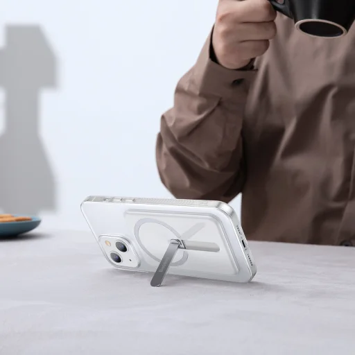 iPhone 13 Baseus Magnetic MagSafe kompatibilis tok támasztékkal átlátszó (ARCX000002) - 16