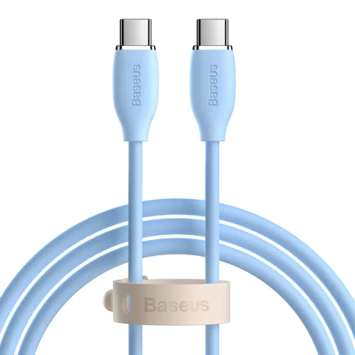 Baseus Jelly USB Type-C - USB Type-C kábel 100W 120cm  kék (CAGD030003) - 1