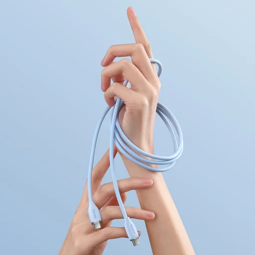 Baseus Jelly USB Type-C - USB Type-C kábel 100W 120cm  kék (CAGD030003) - 7