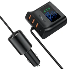 Acefast B8 szivargyújtós autós töltőállomás 90W USB Type C / 3x USB PPS PD3.0 QC3.0 AFC FCP fekete
