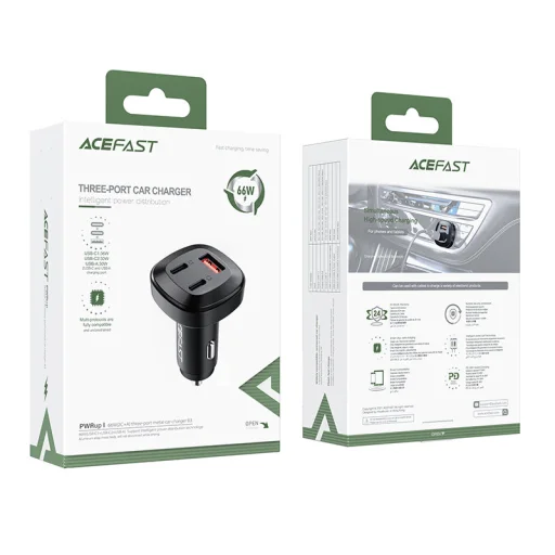 Acefast B3 autós töltő 66W 2x USB Type C / USB PPS Power Delivery Quick Charge 4.0 AFC FCP SCP fekete - 3