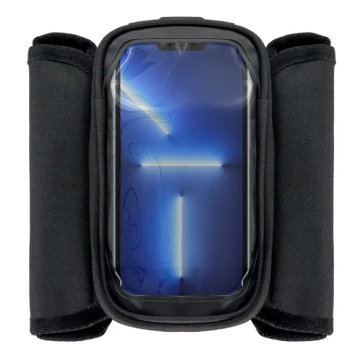 Wozinsky vízálló kerékpártáska vázra helyezhető, telefontartóval 1,5L fekete (WBB26BK) - 2