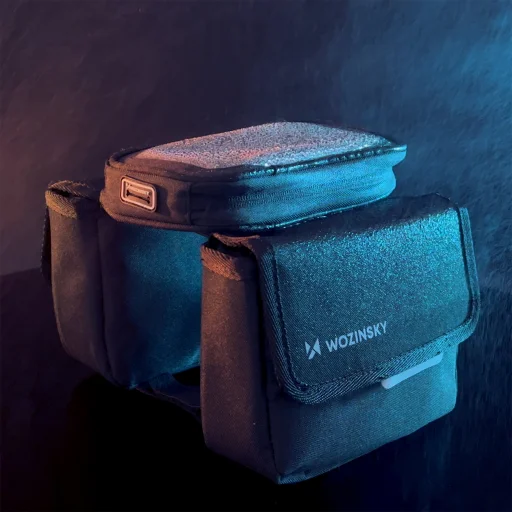 Wozinsky vízálló kerékpártáska vázra helyezhető, telefontartóval 1,5L fekete (WBB26BK) - 3