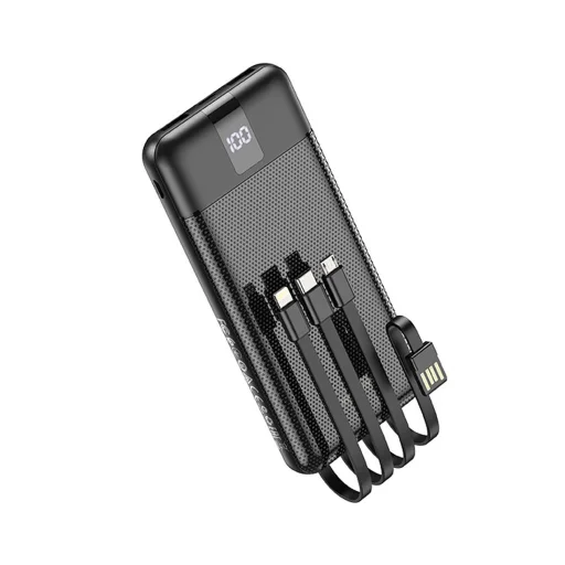 Borofone Mobile BJ20 Powerbank 10000mAh 2XUSB + 3 az 1-ben kábel microUSB, Type C, Lightning fekete - 1
