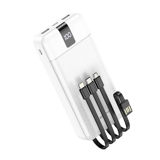 Borofone Mobile BJ20A Powerbank 20000mAh 2XUSB + 3 az 1-ben kábel microUSB, Type C, Lightning fehér - 1