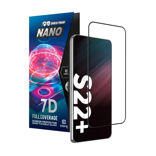 Samsung Galaxy S22 Plus Crong 7D Nano rugalmas üveg hibrid képernyővédő 9H - 1