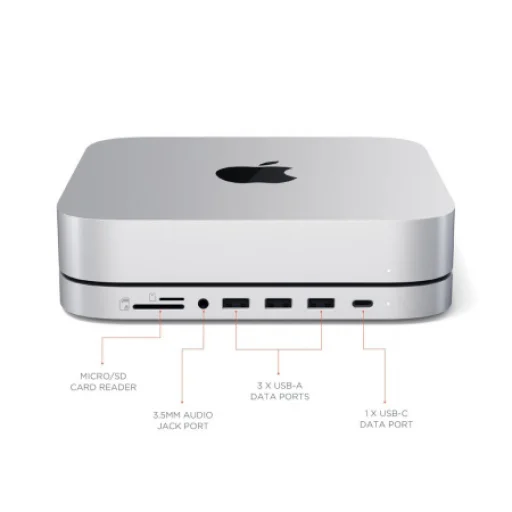 Satechi alumínium USB Type-C állvány és HUB Mac Minihez, ezüst SSD foglalattal (ST-MMSHS) - 4