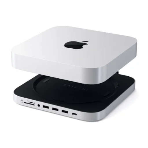 Satechi alumínium USB Type-C állvány és HUB Mac Minihez, ezüst SSD foglalattal (ST-MMSHS) - 1