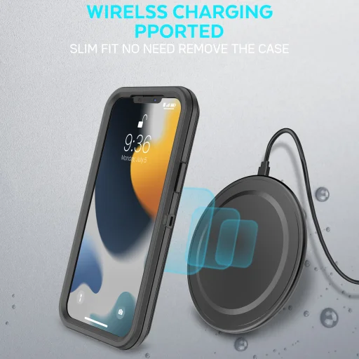 iPhone 13 Pro 360 fokos védelmet biztosító Defender tok kijelzővédővel, övcsipesszel fekete - 3