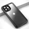iPhone 13 Pro Max 360 fokos védelmet biztosító IP68 vízálló tok kijelzővédővel, átlátszó, fekete-szürke kerettel thumbnail