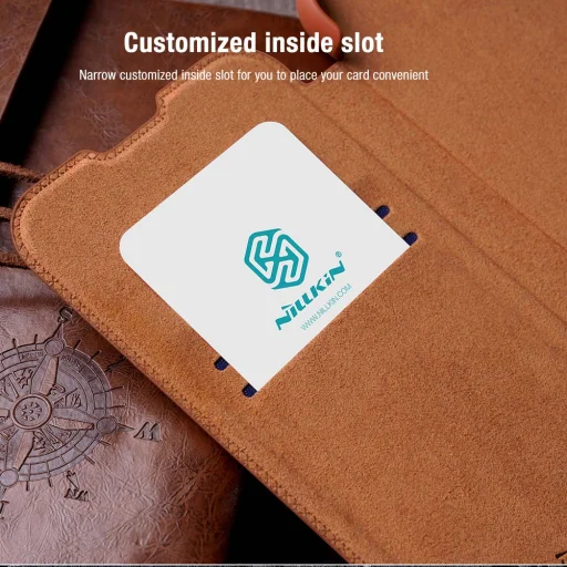 Samsung Galaxy A53 5G Nillkin Qin Pro bőr fliptok barna - 9