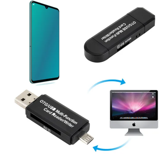 Memóriakártya olvasó CR03 OTG micro SD + SD - micro USB + USB - 5