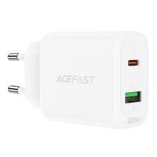 Acefast hálózati töltő adapter USB Type-C / USB 20W PPS PD QC3.0 AFC FCP fehér